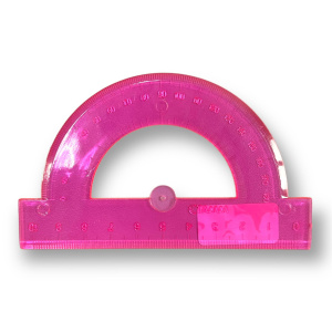 Транспортир 10см, 180° СТАММ "Neon Crystal", отливная шкала, ассорти TP21