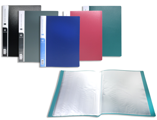 Папка пластиковая с файлами, 'ASMAR', 40 файлов, цвета в ассортименте, AR-15-40