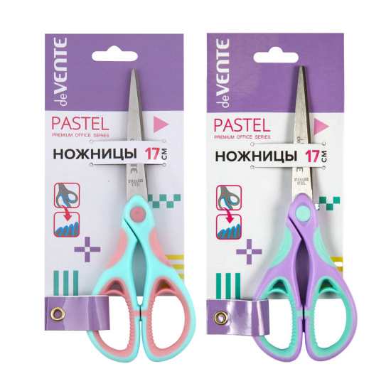 Ножницы канцелярские 'deVENTE. Pastel' 17 см, двухцветные прорезиненные, 4091300