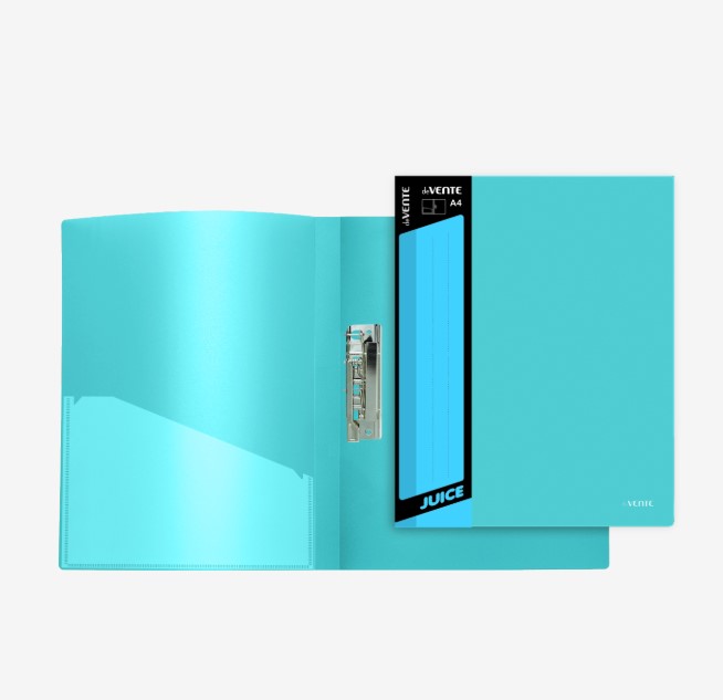 Папка с прижимом, А4, внешний карман, ярко-голубая, 3110704