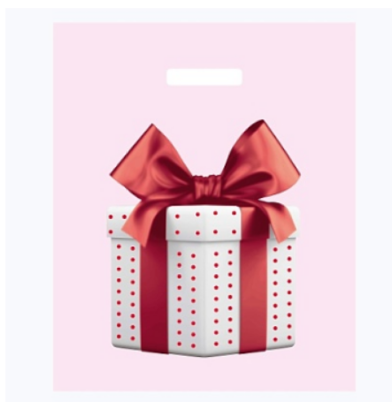 Пакет ПЭ с вырубной ручкой 36x43+3см (35) (Красный бант), ВУР68706