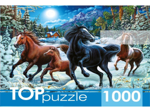 TOPpuzzle. ПАЗЛЫ 1000 элементов."Зимние лошади", ФТП1000-9851