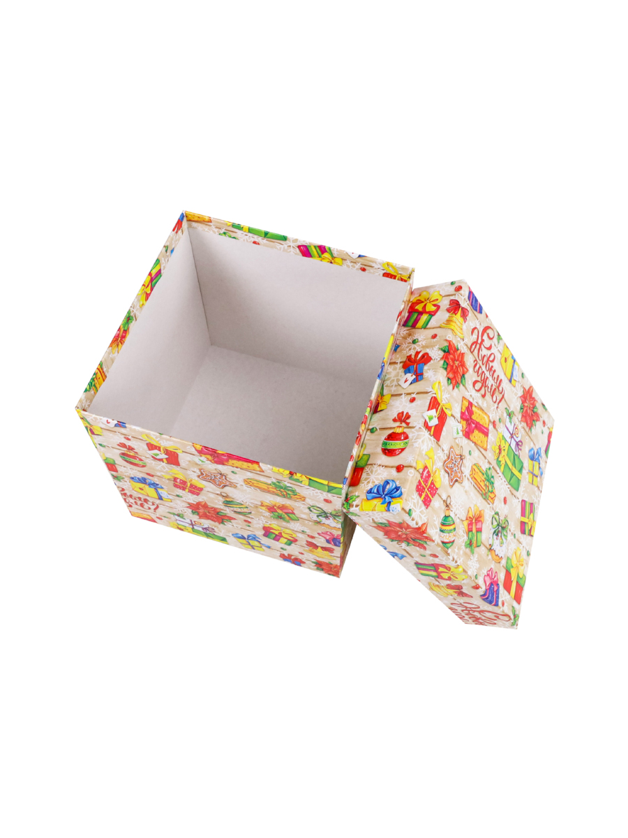 Коробка подарочная Miland 'Новогодние подарки', 26х26х17 см., квадратная (Серия 5в1), картон, 1819