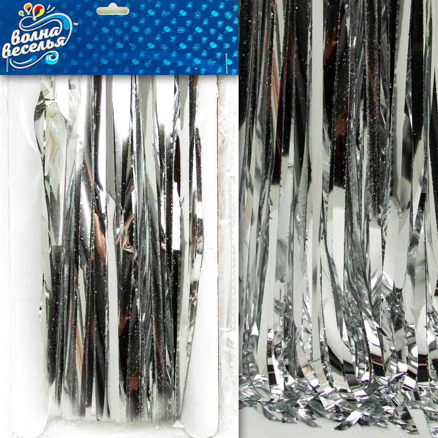 Занавес Дождик, Серебро, 100х200 см, 1 шт., 6014370