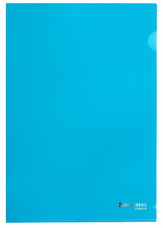 Папка-уголок 'BRAUBERG', 180 мкм, цвет синий, 270479