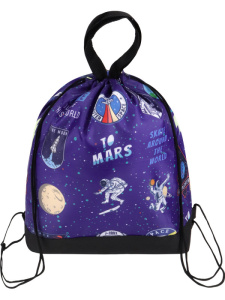 Сумка для сменной обуви на завязке "Космомания" , 36х43 см , полиэстер, СМ-1127