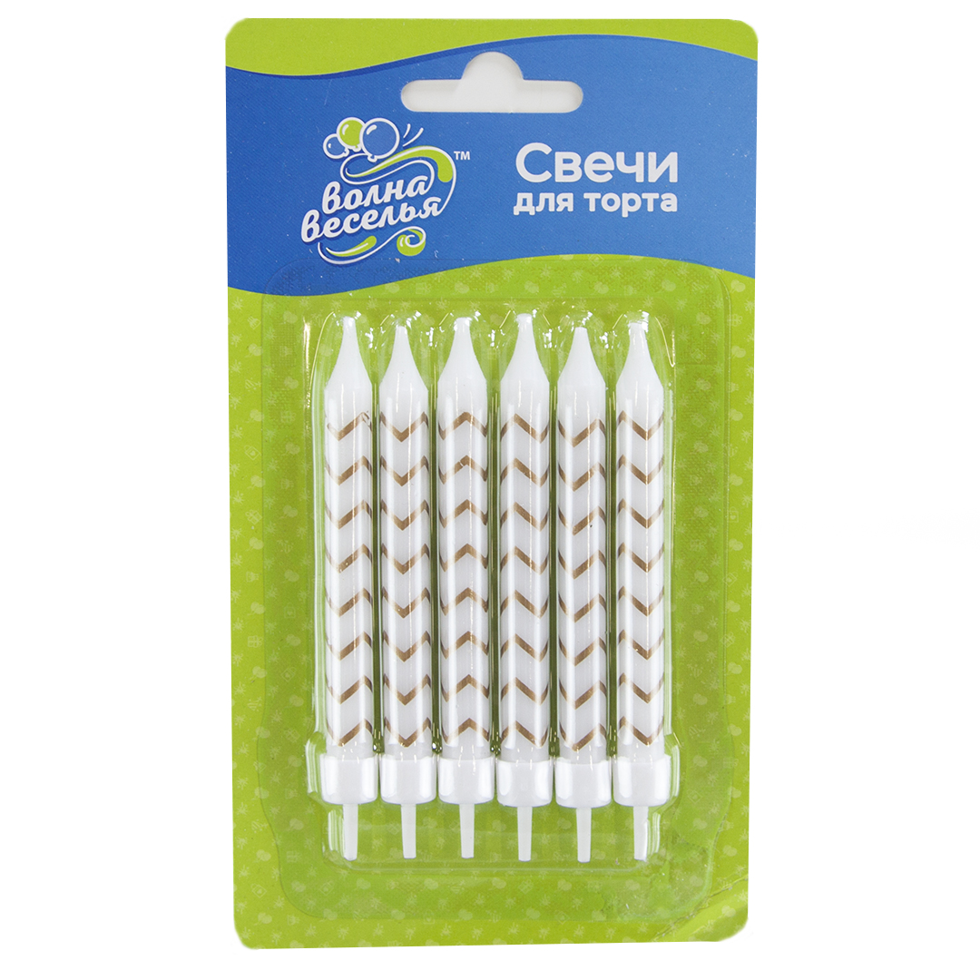 Свечи тортовые классические, Гиганты, пастельный неон с держателями, 8 см, (12 шт;уп), 620193