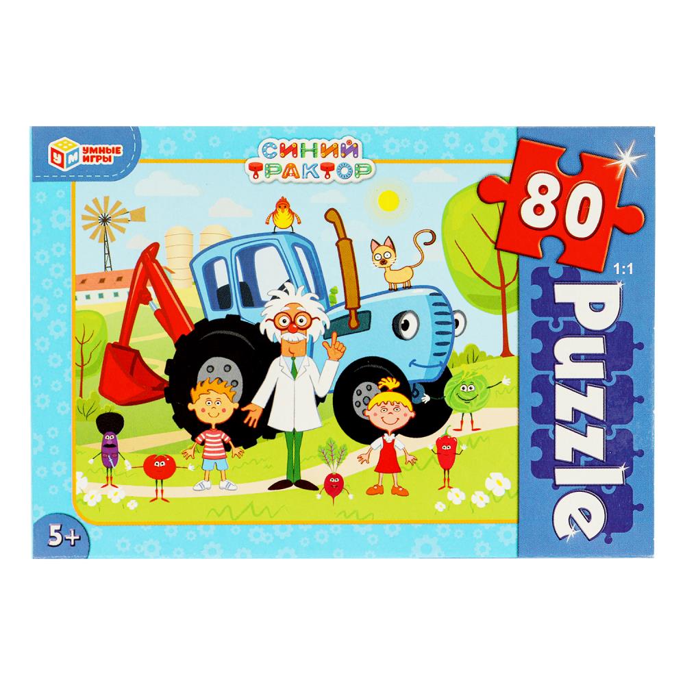 Пазлы классические в коробке. Пазл 80 деталей, Синий трактор, 322673