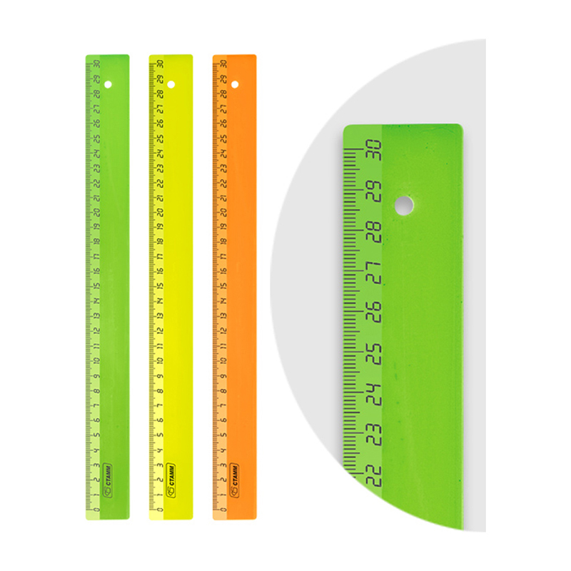 Линейка 30 см ,'СТАММ.Neon', цвета неоновые ассорти, ЛН31