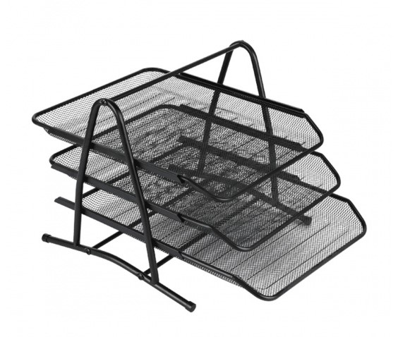 Лоток для бумаг 3-x секционный 'deVENTE' размер 35x29,5x26,7 см, металлический, черный, 3101703