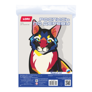 Роспись по дереву "Мудрый кот", Фр-007