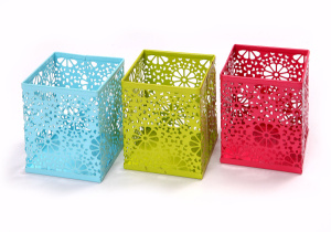 Стакан канцелярский металлический квадратный , с узором , цветной, AR-806