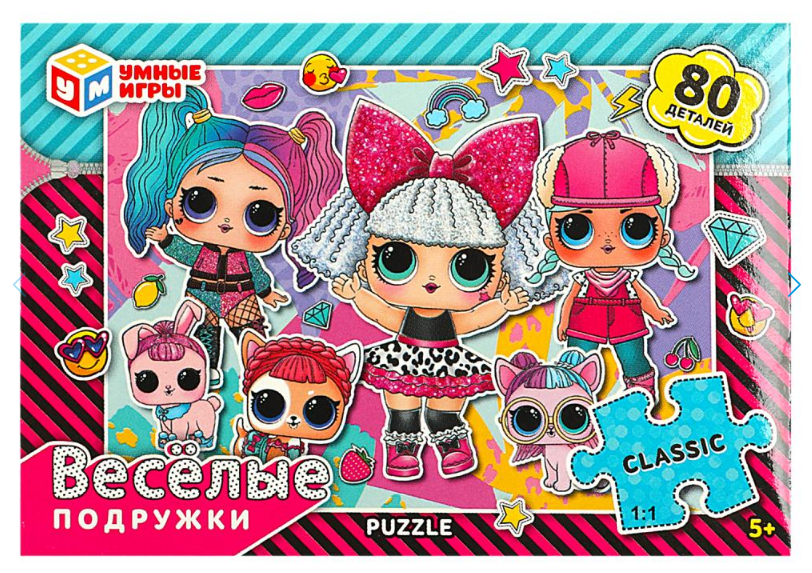 Весёлые подружки. Пазл классический в кор. 80 деталей. 130х90х25 мм, 357973