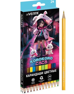 Карандаши цветные 'deVENTE. Korokoro' 24 цвета, 2М, диаметр грифеля 2,8 мм, 5024534