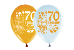Шар латексный АВ-Принт 'С Юбилеем 70' 12', пастель ассорти, 25 шт.;уп., 2AVP-70-Y