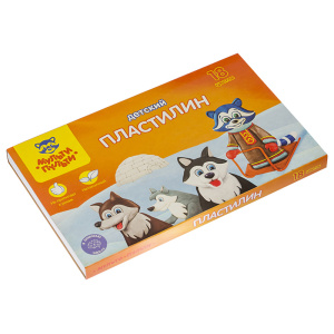 Пластилин Мульти-Пульти "Енот на Аляске", 18 цветов, 270г, со стеком, картон ДП_10237