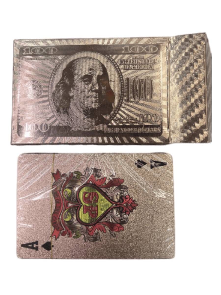 Карты игральные пластиковые 'Банкнота', (54 шт;уп), золотистые, ИН-7650