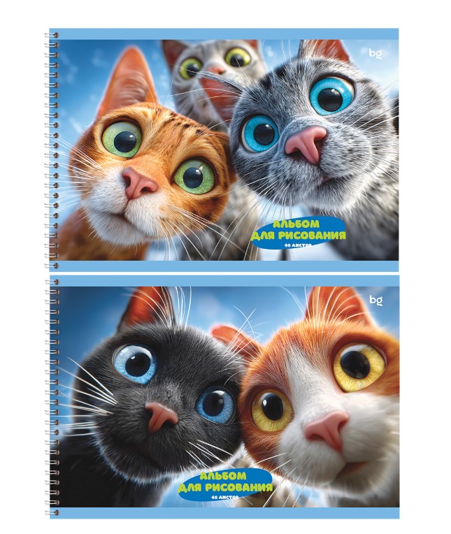 Альбом для рисования 40л., А4, на гребне BG Любопытные коты, 120г/м2, АР4гр40 06804