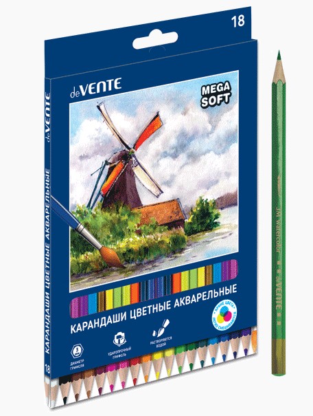 Карандаши цветные акварельные 'deVENTE. Triolino Ultra 4М' 18 цветов, 4М, 5023121