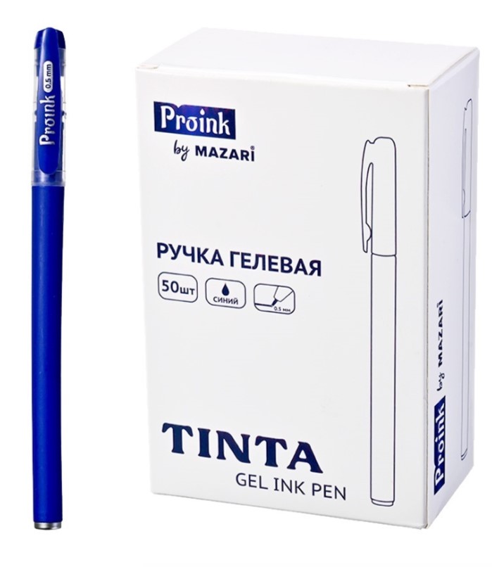 Ручка гелевая TINTA. синяя. игольчатый узел 0,5 мм, Р-100-3