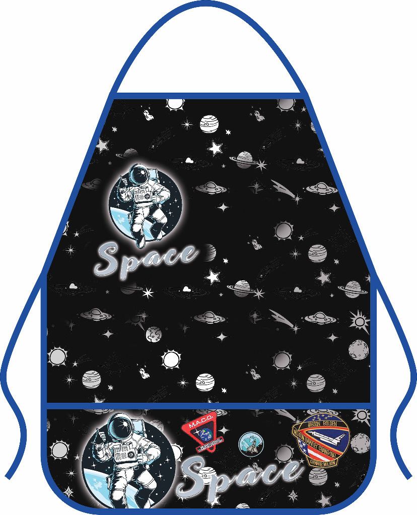 Фартук для труда с карманов , печать на ткани , 390х490 мм , 'Космос', ФДТ-3