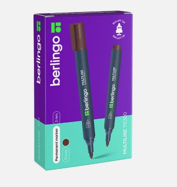 Маркер перманентный Berlingo 'Multiline PE300' коричневый, пулевидный, 3мм, BMc_16222