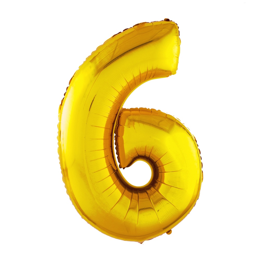 Шар фольга Agura, цифра 6 'Золото', 40', индивид. уп., европодвес, 3934
