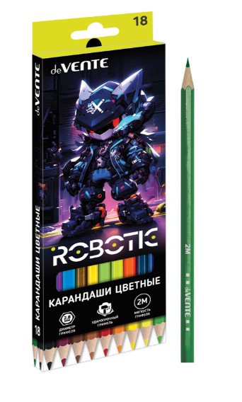 Карандаши цветные 'deVENTE. Robotic' 18 цветов, 2М, диаметр грифеля 2,8 мм, шестигранные, 5023539