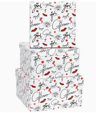 Набор квадратных коробок 3в1 Girl power (19,5х19,5х11см - 15,5х15,5х9см), КОР-2847