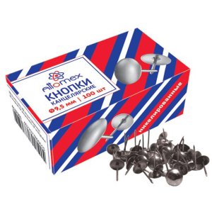 Кнопки канцелярские "Attomex", 9,5 мм , (100 шт/уп), 4132301