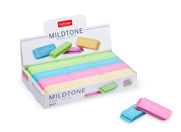 Ластик 'HATBER' Mildtone 50х15х8 мм, цв в асс, ER_059397