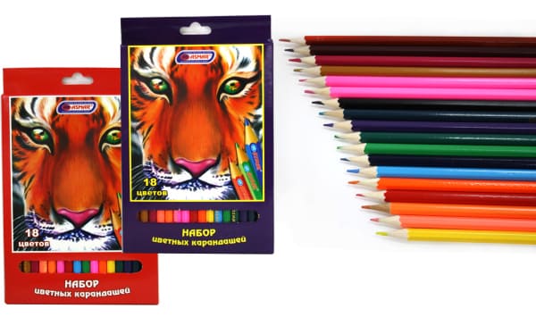 Карандаши 18 цв.заточен., толщина грифеля 2,65 мм, картон. уп, европодвес, AR-9403-18