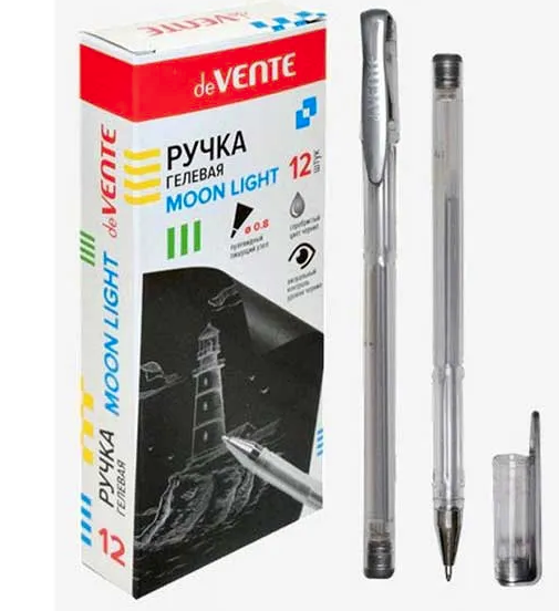 Ручка гелевая deVENTE Moonlight d=0,8 мм, серебристые чернила с эффектом Highlighte, 5051114