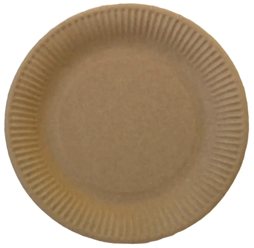 Тарелка бумажная D=230 мм, цвет Крафт Рифлен, Мелован, (х50), ПОС43579