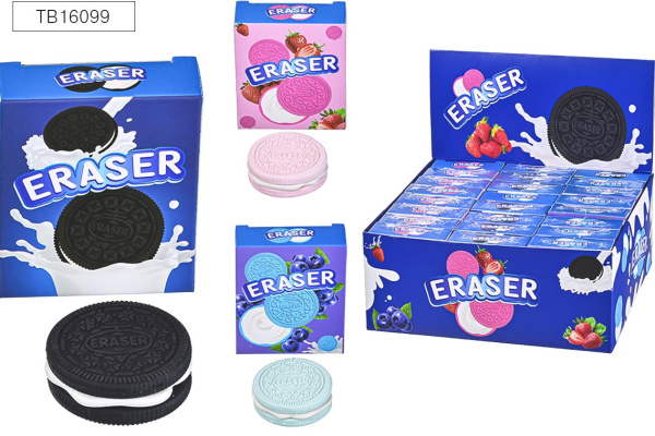 Ластик COOKIE термопластичная. 4х4х1,4 см, 3 дизайна, ТВ16099