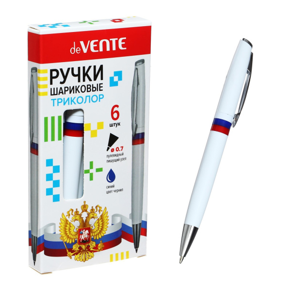 Ручка шариковая автоматическая 'deVENTE', триколор , с поворотным механизмом , d=0,7 мм, 5070300