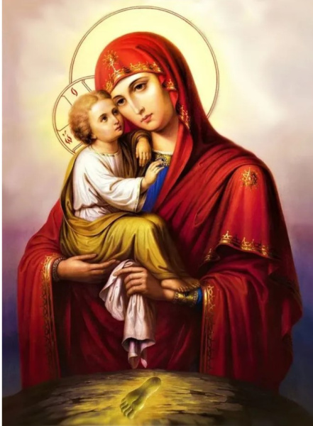 Картина по номерам 40х50 см , 'Икона Божией Матери', 24 цвета, Х-2772