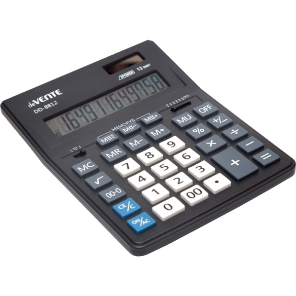 Калькулятор настольный 'deVENTE' DD-8812, 155x205x35 мм, 12 разрядный, двойное питание, 4031305