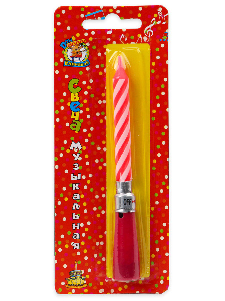 Свеча для торта музыкальная красная, С-6249