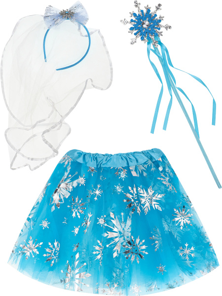 Карнавальный набор 3 в 1 'Снежная фея' (юбка,палочка, ободок), голубой.КРК-7291